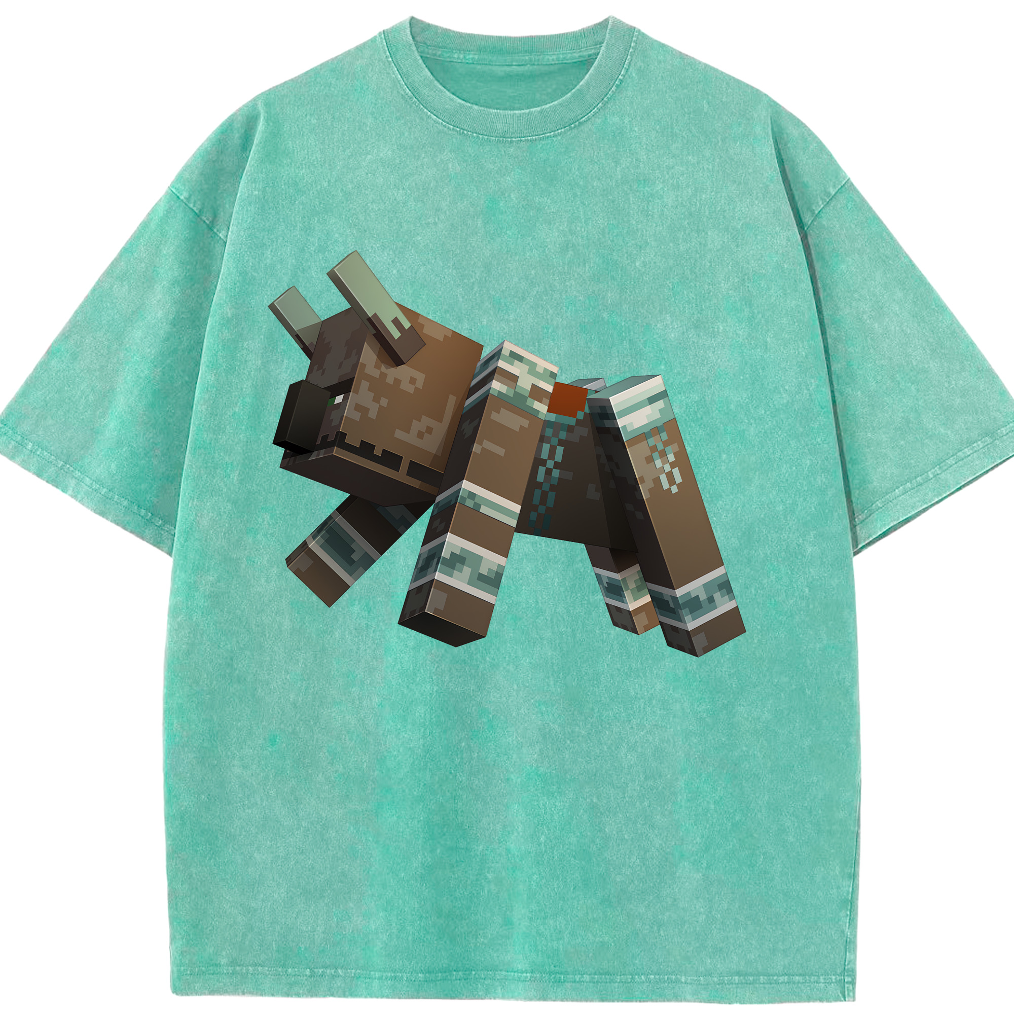 （画像用） マインクラフト ブロックの世界 Minecraft MC Block world 綿100% ヴィンテージ風 半袖Tシャツ（フロントプリント）